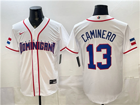 Dominican Republic #13 Junior Caminero Baseball White 2026 World Baseball Classic Jersey