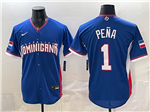 Dominican Republic #1 Jeremy Peña Baseball Blue 2026 World Baseball Classic Jersey