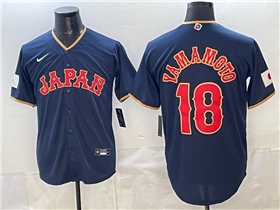 Japan Baseball #18 Yoshinobu Yamamoto Navy 2026 World Baseball Classic Jersey