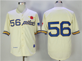 1969 Seattle Pilots #56 Jim Bouton Throwback Cream Jersey