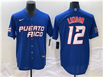 Puerto Rico #12 Francisco Lindor Baseball Blue 2023 World Baseball Classic Jersey