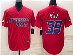 Puerto Rico Baseball #39 Edwin Díaz Red 2023 World Baseball Classic Jersey