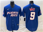 Puerto Rico Baseball #9 Javier Baez Blue 2023 World Baseball Classic Jersey