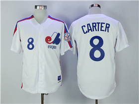 Montreal Expos #8 Gary Carter White Throwback Jersey