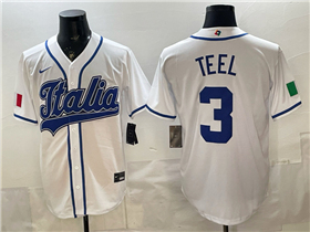Italy Baseball #3 Kyle Teel White 2026 World Baseball Classic Jersey