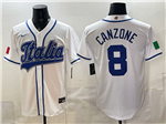 Italy Baseball #8 Dominic Canzone White 2026 World Baseball Classic Jersey