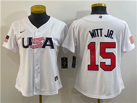 USA Baseball #15 Bobby Witt Jr. Women's White 2023 World Baseball Classic Jersey