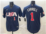 USA Baseball #1 Corbin Carroll Navy World Baseball Classic Jersey