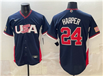 USA Baseball #24 Bryce Harper Navy 2026 World Baseball Classic Jersey