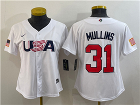 USA Baseball #31 Cedric Mullins Women's White 2023 World Baseball Classic Jersey