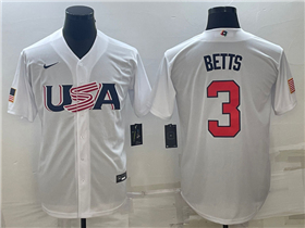 USA Baseball #3 Mookie Betts White 2023 World Baseball Classic Jersey