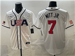 USA Baseball #7 Bobby Witt Jr. White 2026 World Baseball Classic Jersey