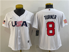 USA Baseball #8 Trea Turner Women's White 2023 World Baseball Classic Jersey