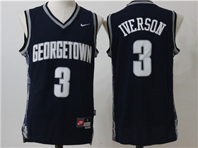 Georgetown Hoyas #3 Allen Iverson Navy College Basketball Jersey