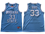 Indiana State Sycamores #33 Larry Bird Light Blue College Basketball Jersey