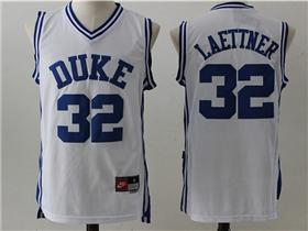 Duke Blue Devils #32 Christian Laettner White College Basketball Jersey