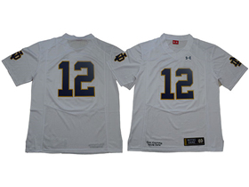 Notre Dame Fighting Irish #12 White College Football Jersey