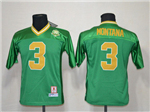 Notre Dame Fighting Irish #3 Joe Montana Youth 1977 Green College Football Jersey