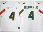 Miami Hurricanes #4 Mark Fletcher Jr. White College Football F.U.S.E. Limited Jersey