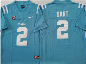 Ole Miss Rebels #2 Jaxson Dart Light Blue College Football Jersey