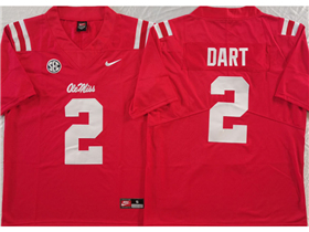 Ole Miss Rebels #2 Jaxson Dart Red College Football Jersey