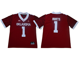 Oklahoma Sooners #1 Jalen Hurts Red 47 Game Winning Streak College Football Jersey