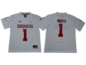 Oklahoma Sooners #1 Jalen Hurts White College Football Jersey