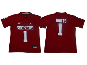 Oklahoma Sooners #1 Jalen Hurts Youth Red College Football Jersey