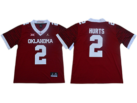 Oklahoma Sooners #2 Jalen Hurts Red Game Winning Streak College Football Jersey