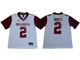 Oklahoma Sooners #2 Jalen Hurts White Game Winning Streak College Football Jersey