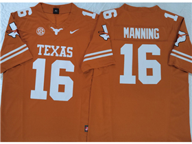 Texas Longhorns #16 Arch Manning Orange College Football F.U.S.E. Limited Jersey