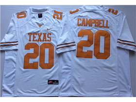 Texas Longhorns #20 Earl Campbell White College Football Jersey