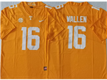 Tennessee Volunteers #16 Morgan Wallen Orange College Football Jersey