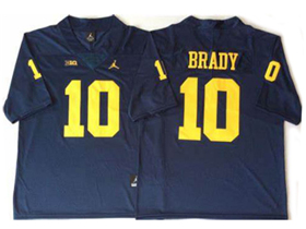 Michigan Wolverines #10 Tom Brady Navy College Football Jersey