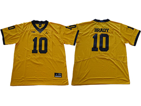 Michigan Wolverines #10 Tom Brady Gold College Football Jersey