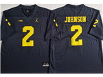 Michigan Wolverines #2 Will Johnson Navy College Football Jersey