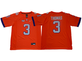 Clemson Tigers #3 Xavier Thomas Orange College Football Jersey