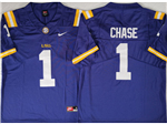 LSU Tigers #1 Ja'Marr Chase Purple College Football Jersey