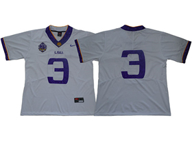 LSU Tigers #3 White 125th Season College Football Jersey