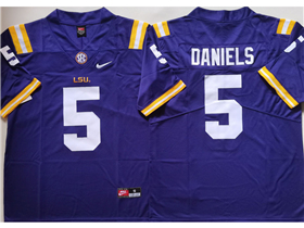 LSU Tigers #5 Jayden Daniels Purple College Football Jersey