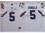 LSU Tigers #5 Jayden Daniels White College Football Jersey