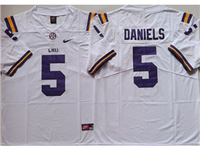 LSU Tigers #5 Jayden Daniels White College Football Jersey