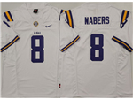 LSU Tigers #8 Malik Nabers White College Football F.U.S.E. Limited Jersey