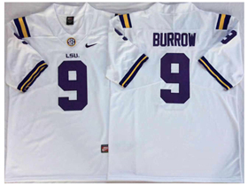 LSU Tigers #9 Joe Burrow White College Football Jersey