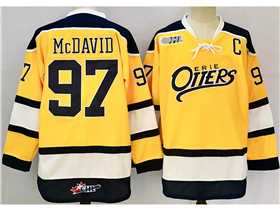 Erie Otters #97 Connor McDavid Yellow OHL Hockey Jersey