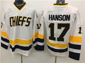 Slap Shot Charlestown Chiefs #17 Steve Hanson White Movie Hockey Jersey