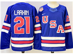 2026 Winter Olympics Team USA #21 Dylan Larkin Blue Hockey Jersey