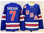 2026 Winter Olympics Team USA #7 Brady Tkachuk Blue Hockey Jersey