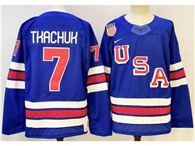 2026 Winter Olympics Team USA #7 Brady Tkachuk Blue Hockey Jersey