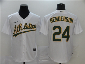 Oakland Athletics #24 Rickey Henderson White Cool Base Jersey